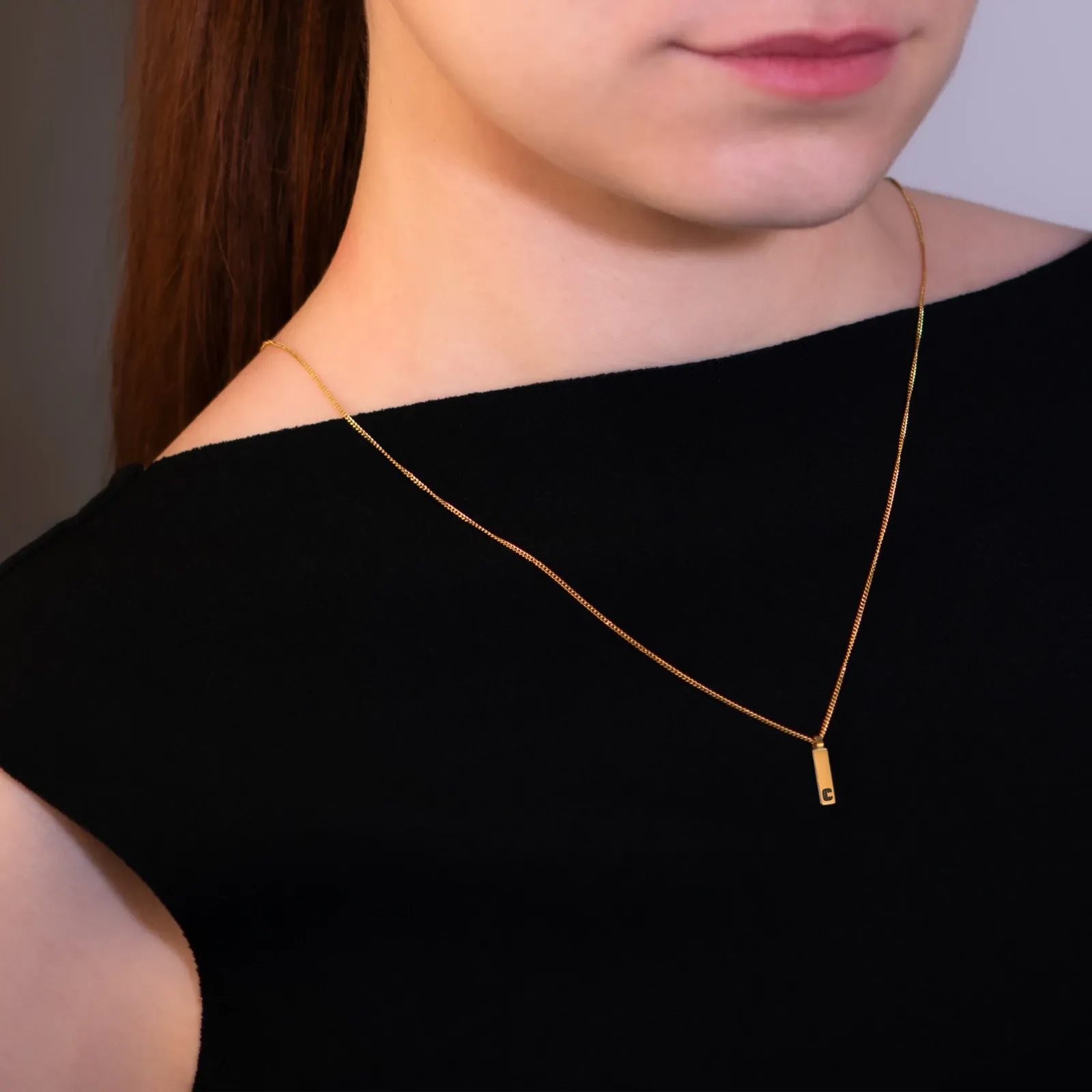 Pendentif Forma, maille gourmette, doré — 4