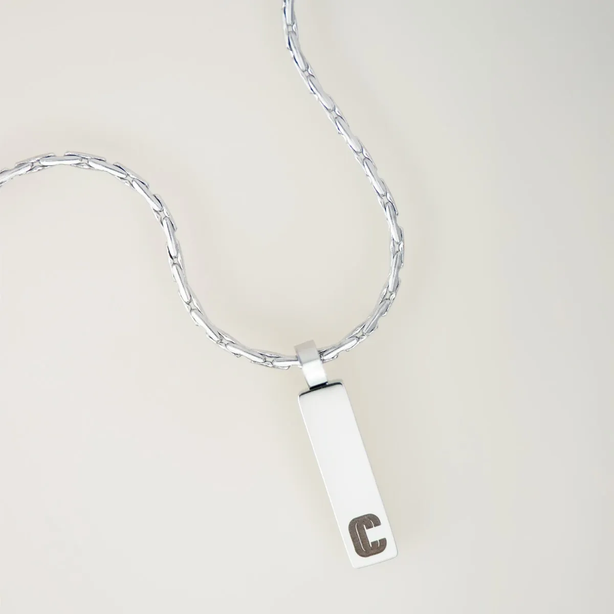 Pendentif Forma, maille forçat limée, argenté — 2