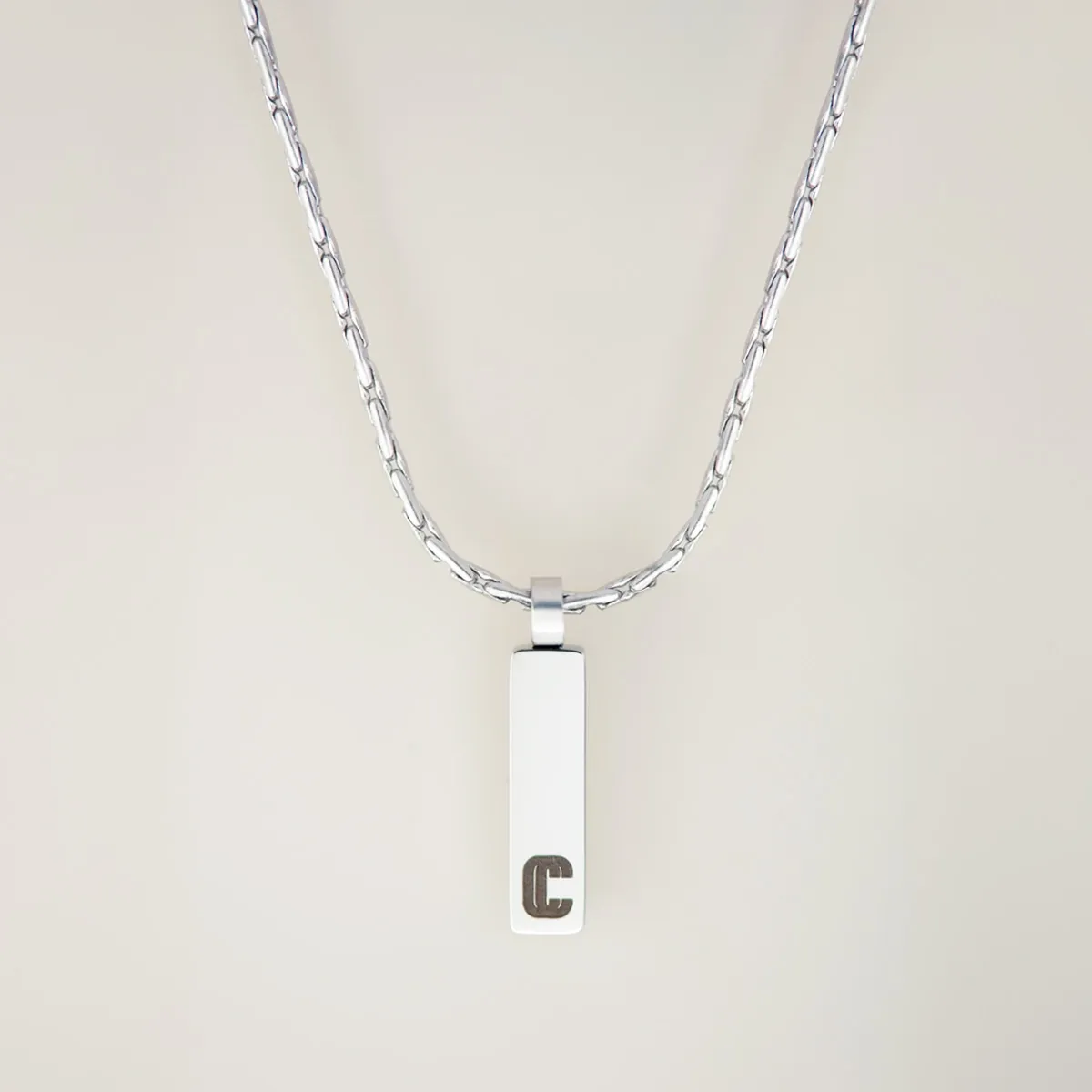 Pendentif Forma, maille forçat limée, argenté